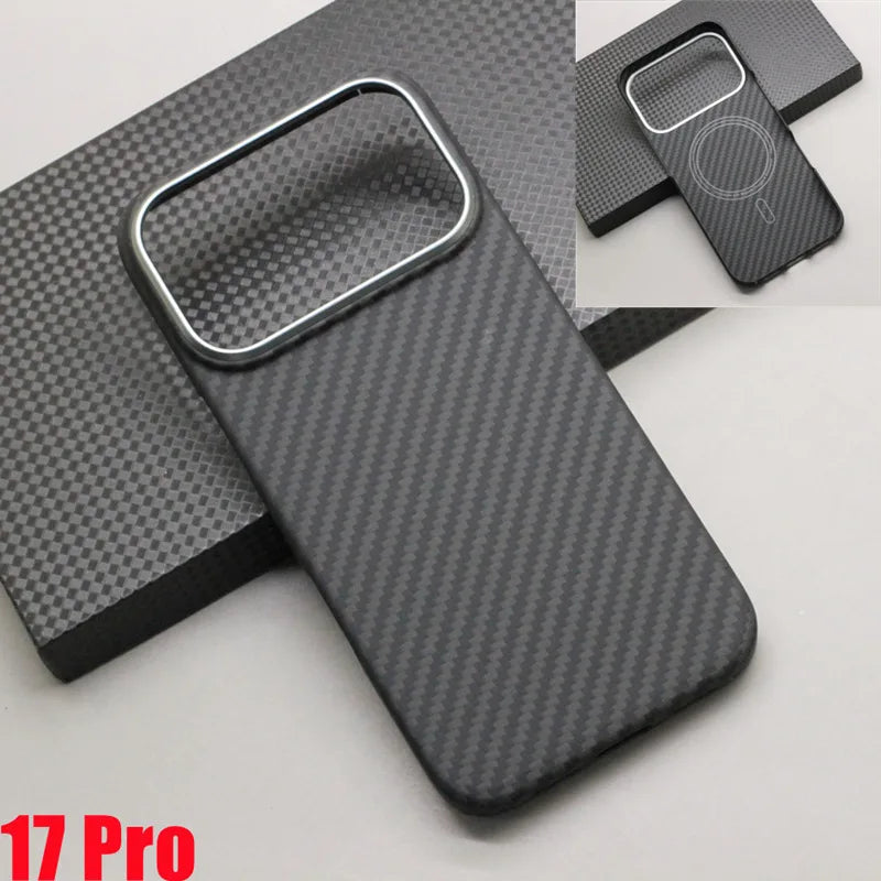 Amstar Magnetic Carbon Fiber Case for iPhone 17 Pro Max / 17 Pro Magsafe Case Aramid Fiber Magnetic Cover for iPhone 17 Air / 17