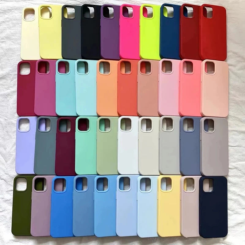 Original Official Silicone Cases For iPhone 16 15 12 14 13 Pro Max 15 16 Plus logo Case For Apple iPhone 11 14 15 16 Pro Cover