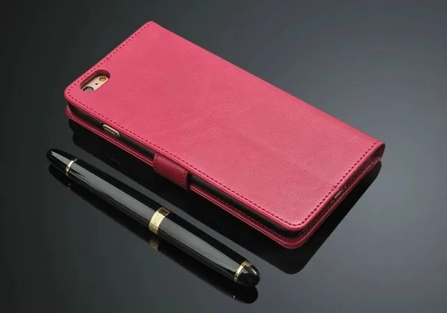 For iPhone 7 Cases 5s 6s plus 5 SE Case Flip Wallet Genuine Leather Cover For iPhone X 6 Cover  Stand Function 3 Card Holder