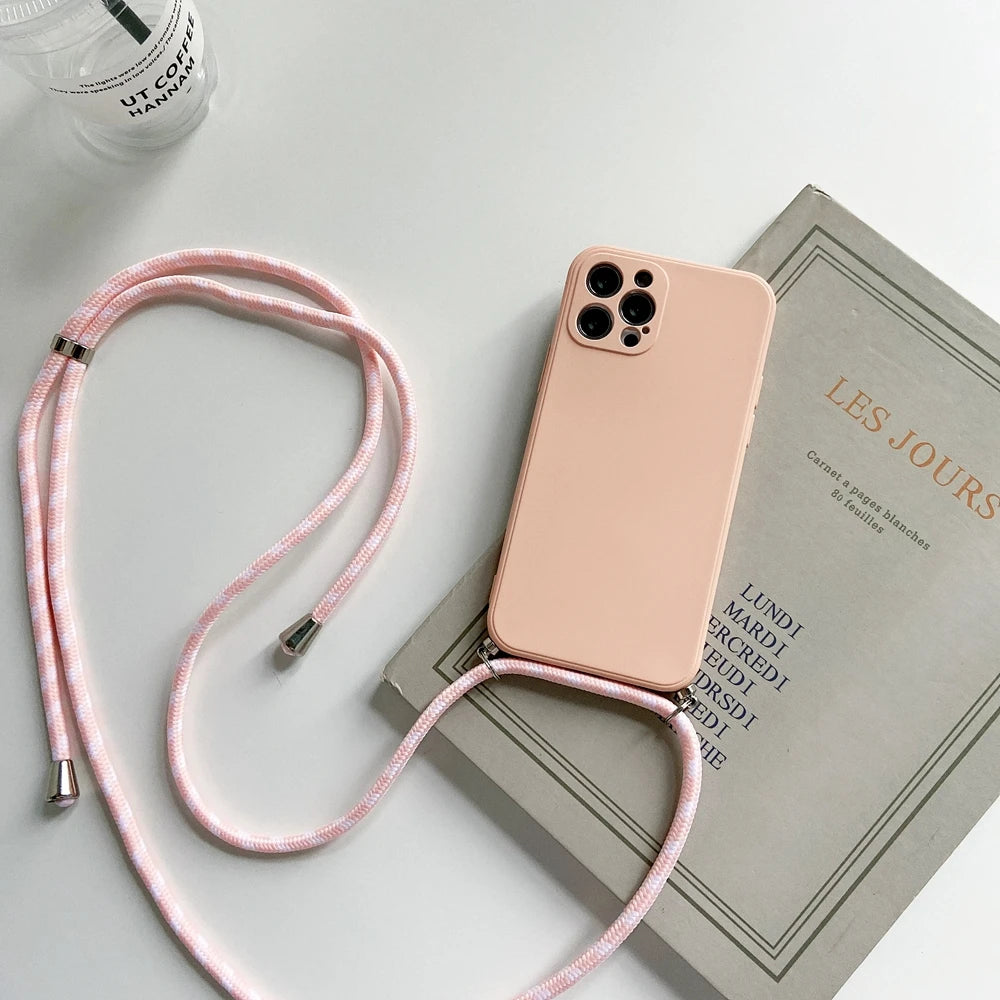 Crossbody Lanyard Strap Rope Phone Case For Samsung Galaxy A06 A05s A04e A03 A02 A01 A70 A50 A30 A20S A10 Necklace Cover