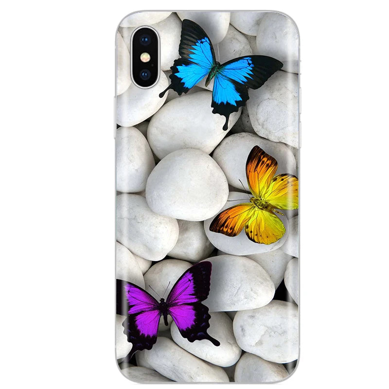 Cute Animal Flower Silicone Case for Iphone XR Case X Xs Max Simple Silicone Case for Iphone X Xs Max Xr Soft Cover Coque Shell