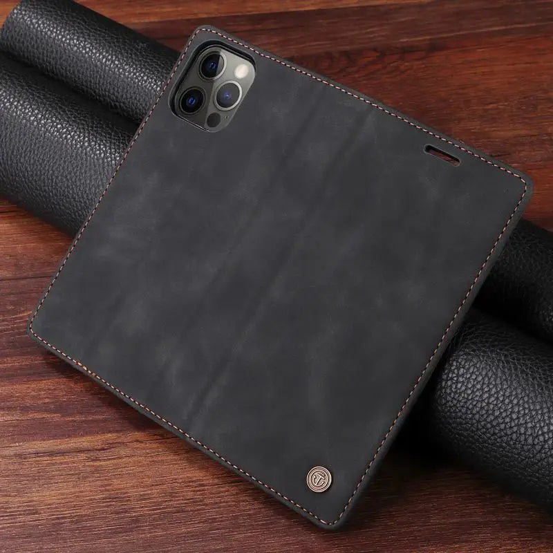 Leather Flip Case For iPhone 16 17 15 14 13 12 11 Pro Max Case For iPhone 17 Air 16E 13 12 X XR XS 6 8 7 Plus Shockproof Cover