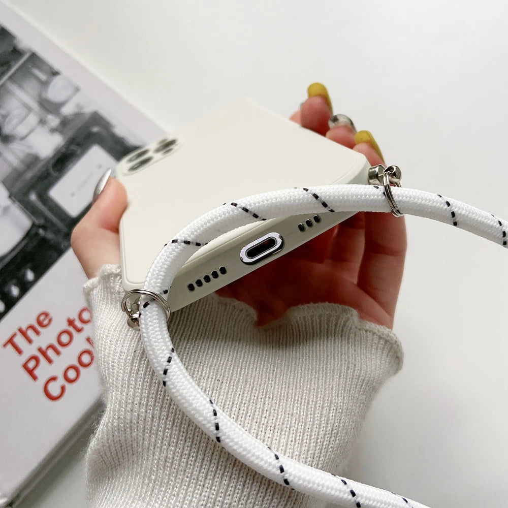 Crossbody Lanyard Strap Rope Phone Case For Samsung Galaxy A06 A05s A04e A03 A02 A01 A70 A50 A30 A20S A10 Necklace Cover