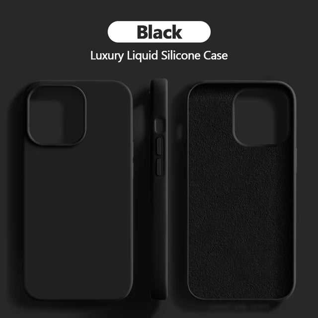 Luxury Liquid Silicone Case For iPhone 15 14 13 12 11 Pro Max Soft Cases For iPhone 12 13 mini X XR XS 8 7 Plus Shockproof Cover
