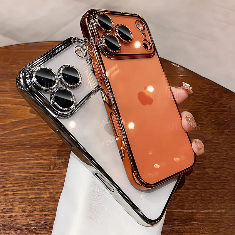 Colorful Border Clear Plating Soft 17 Phone Case for iPhone 17 Air 16 15 14 13 12 11 Pro Max Plus Soft TPU Lens Protect Cover