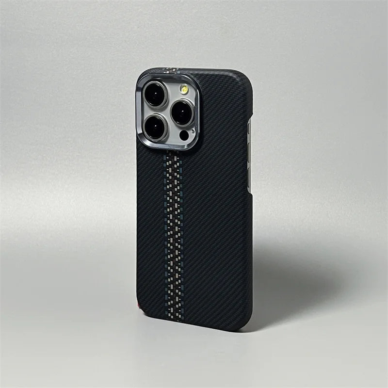 Hard Carbon Fiber Phone Case for iPhone 16 15 14 17 Pro Max 17 Pro/ Max Wireless Charging Alloy Lens Magnetic Protective Cover