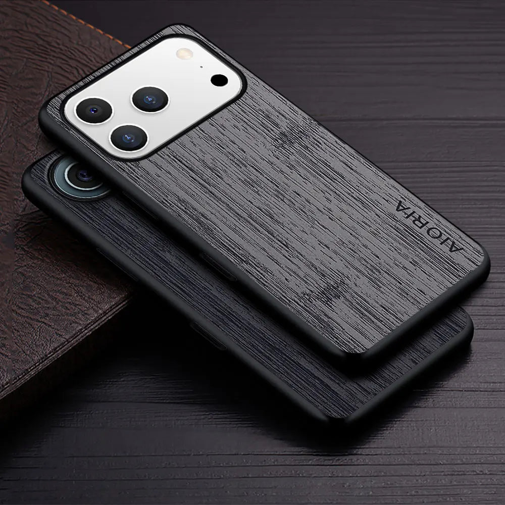 Case for iPhone 17 Pro Max Air case bamboo wood pattern Leather cover funda for iPhone 17 Pro Max coque case capa