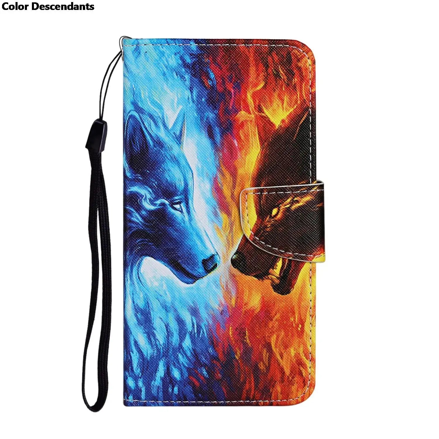 Painted Leather Case For iPhone 12 13 Pro Max mini SE 2020 15 Flip Wallet Card Slot Holder Phone Book Cover Flower Butterfly Cat