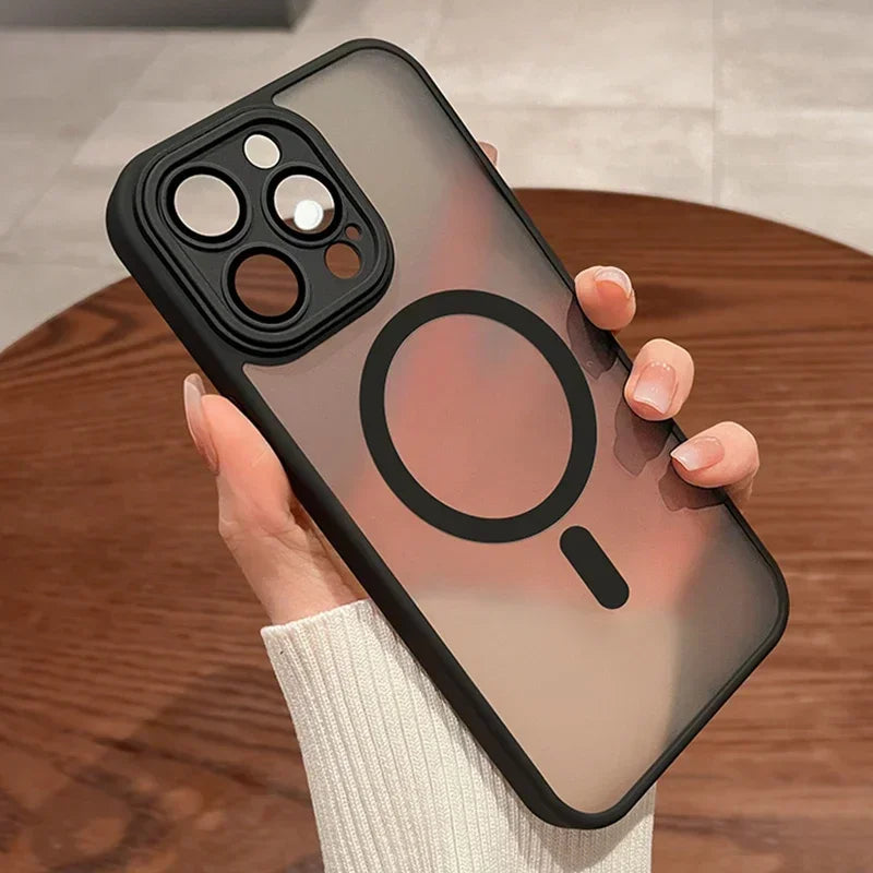 Original Case For iPhone 17 Air 16 15 14 13 12 11 Pro Max Plus For Magsafe Magnetic Wireless Charge Lens Protector Matte Cover