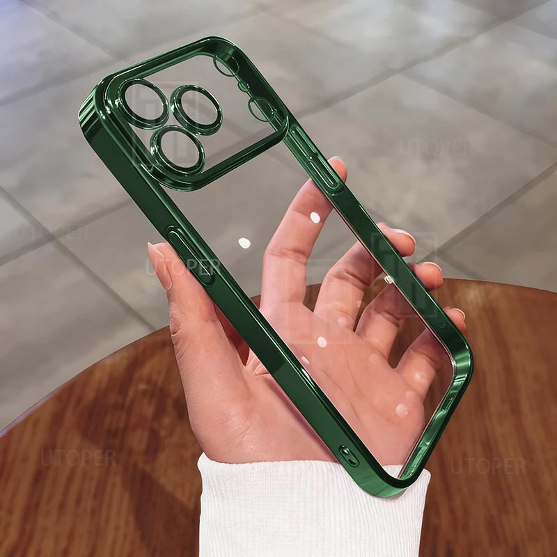 Colorful Border Clear Plating Soft 17 Phone Case for iPhone 17 Air 16 15 14 13 12 11 Pro Max Plus Soft TPU Lens Protect Cover