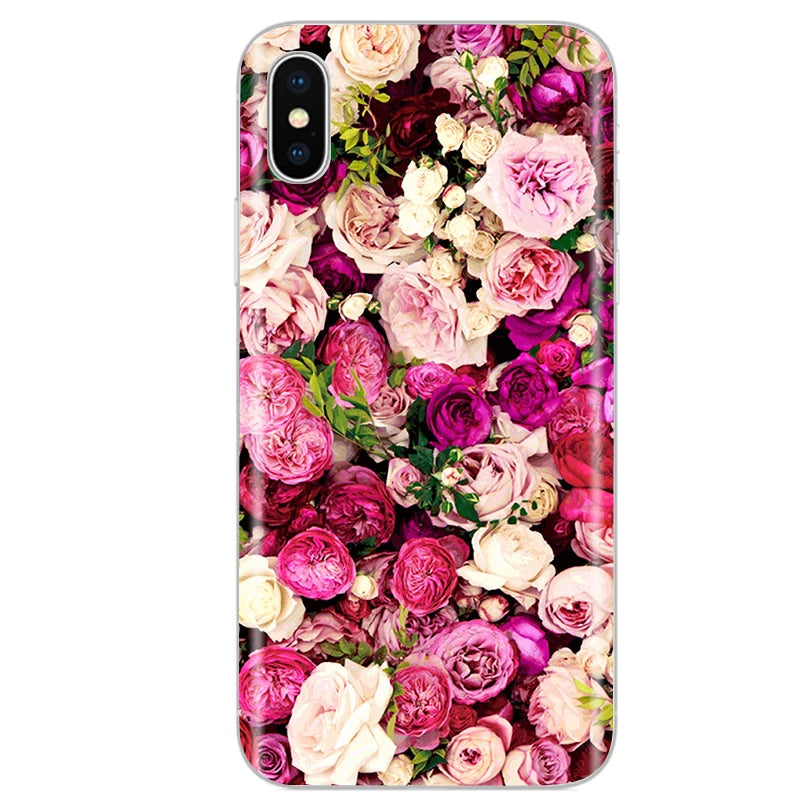 Cute Animal Flower Silicone Case for Iphone XR Case X Xs Max Simple Silicone Case for Iphone X Xs Max Xr Soft Cover Coque Shell
