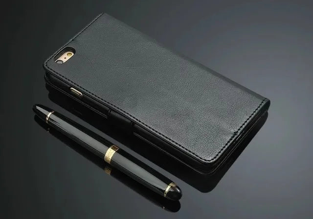 For iPhone 7 Cases 5s 6s plus 5 SE Case Flip Wallet Genuine Leather Cover For iPhone X 6 Cover  Stand Function 3 Card Holder