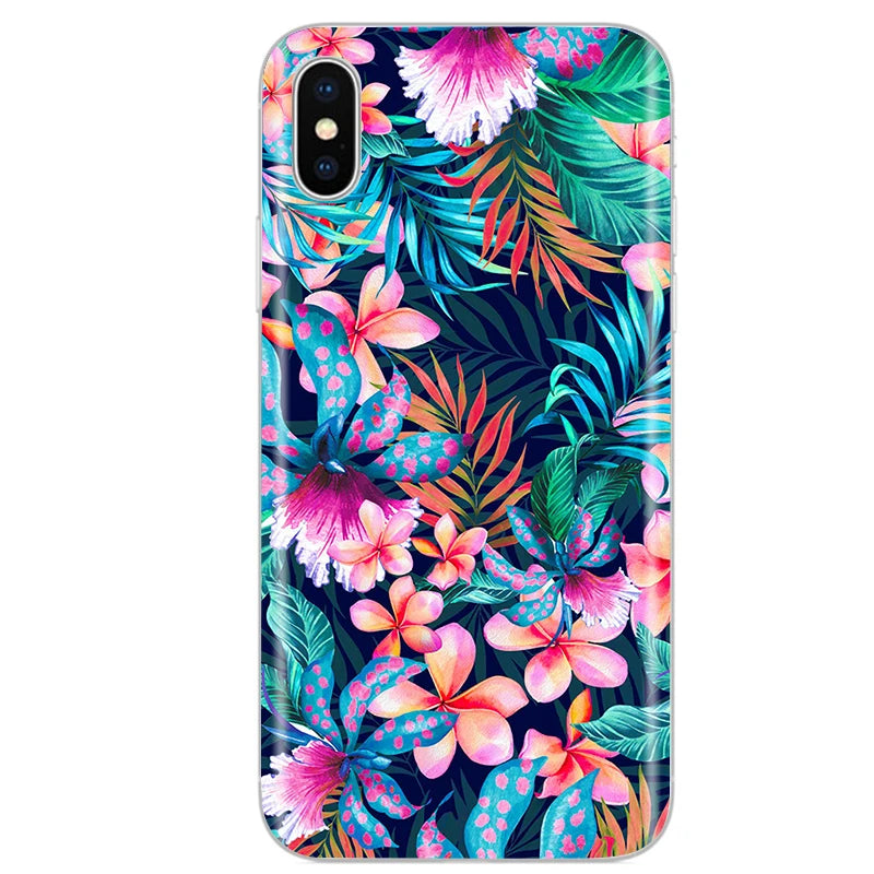 Cute Animal Flower Silicone Case for Iphone XR Case X Xs Max Simple Silicone Case for Iphone X Xs Max Xr Soft Cover Coque Shell