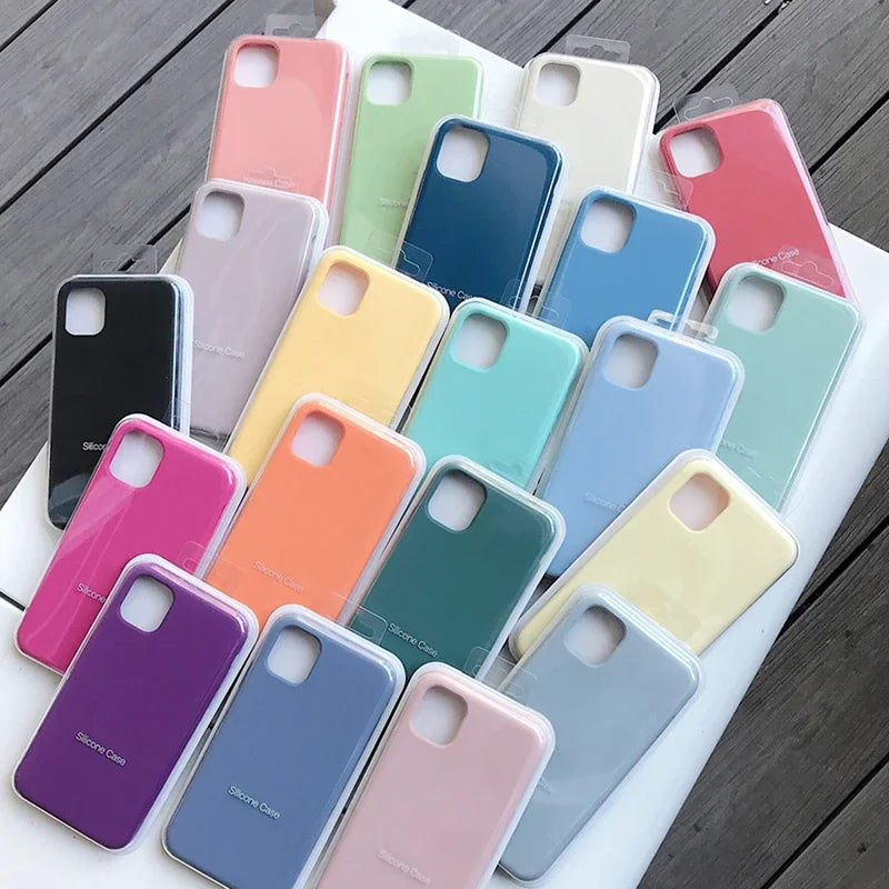 Original Official Silicone Cases For iPhone 16 15 12 14 13 Pro Max 15 16 Plus logo Case For Apple iPhone 11 14 15 16 Pro Cover