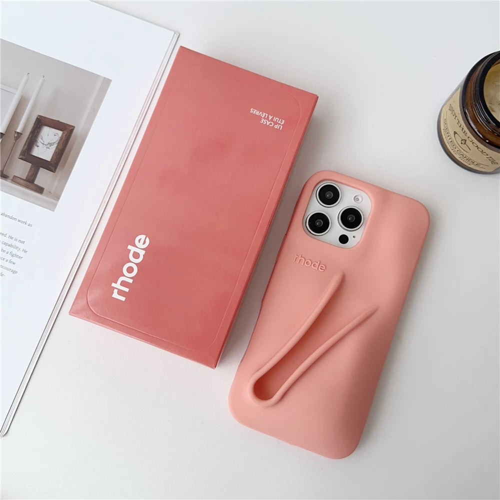 INS Soft Rhode Case for iPhone 14 12 11 13 15 16 Pro Max Plus Lipstick Silicone Portable Lip Gloss Holder Cover Funda with Box