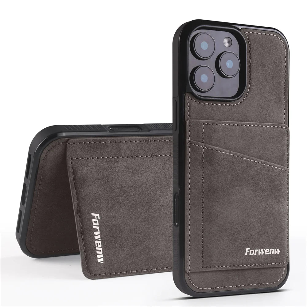 Luxury Leather Case For iPhone 16 15 14 13 12 11 Pro Max Case Cover For iPhone 16 15 14 Plus IP 16E 17 Air Phone Case Flip Cover