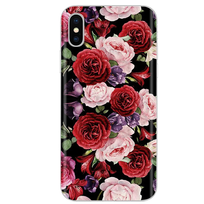 Cute Animal Flower Silicone Case for Iphone XR Case X Xs Max Simple Silicone Case for Iphone X Xs Max Xr Soft Cover Coque Shell