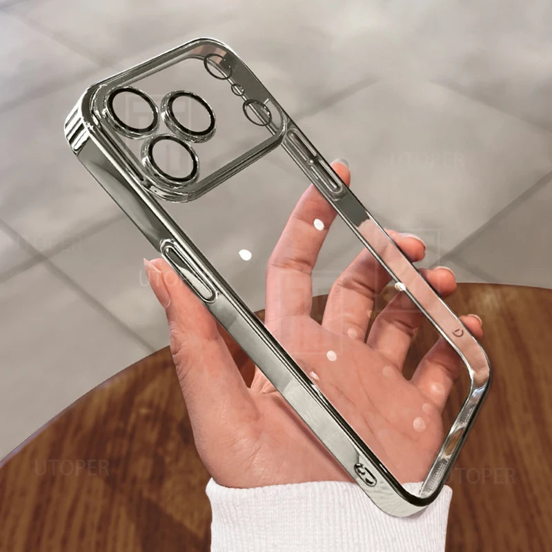 Colorful Border Clear Plating Soft 17 Phone Case for iPhone 17 Air 16 15 14 13 12 11 Pro Max Plus Soft TPU Lens Protect Cover