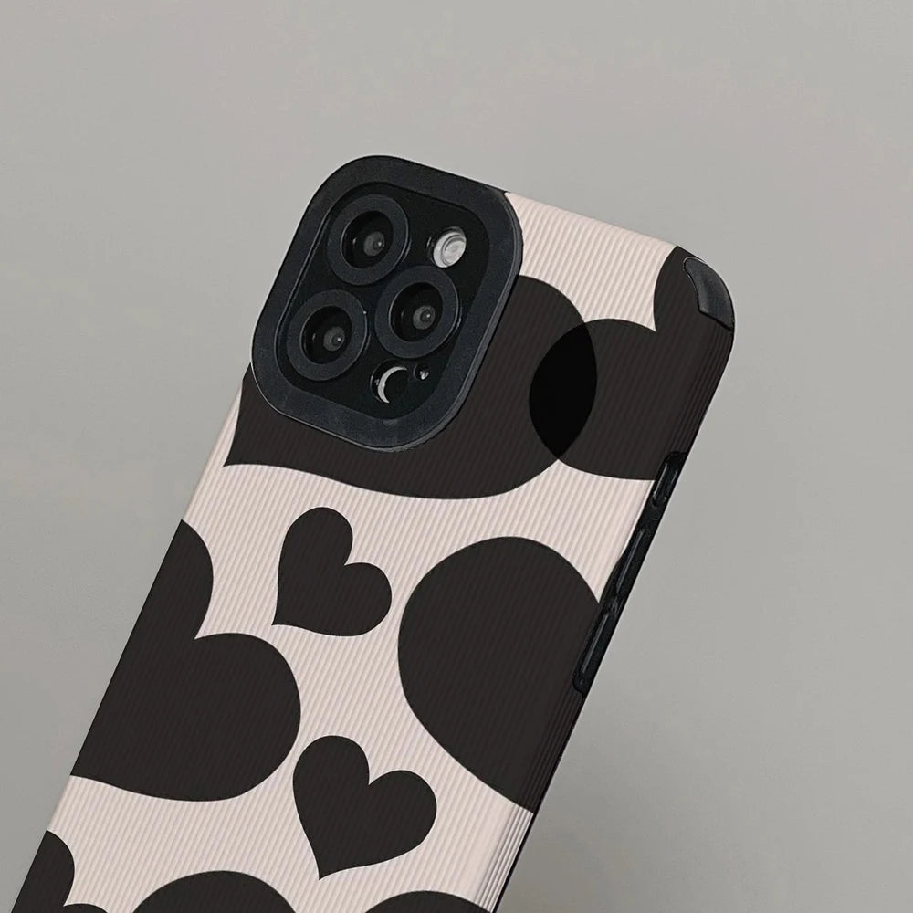 Black Love Heart Silicone Case For Samsung Galaxy S22 S23 S24 Ultra A54 5G A34 A53 A51 A52 A23 A32 A31 A71 A72 A73 A14 A13 A12