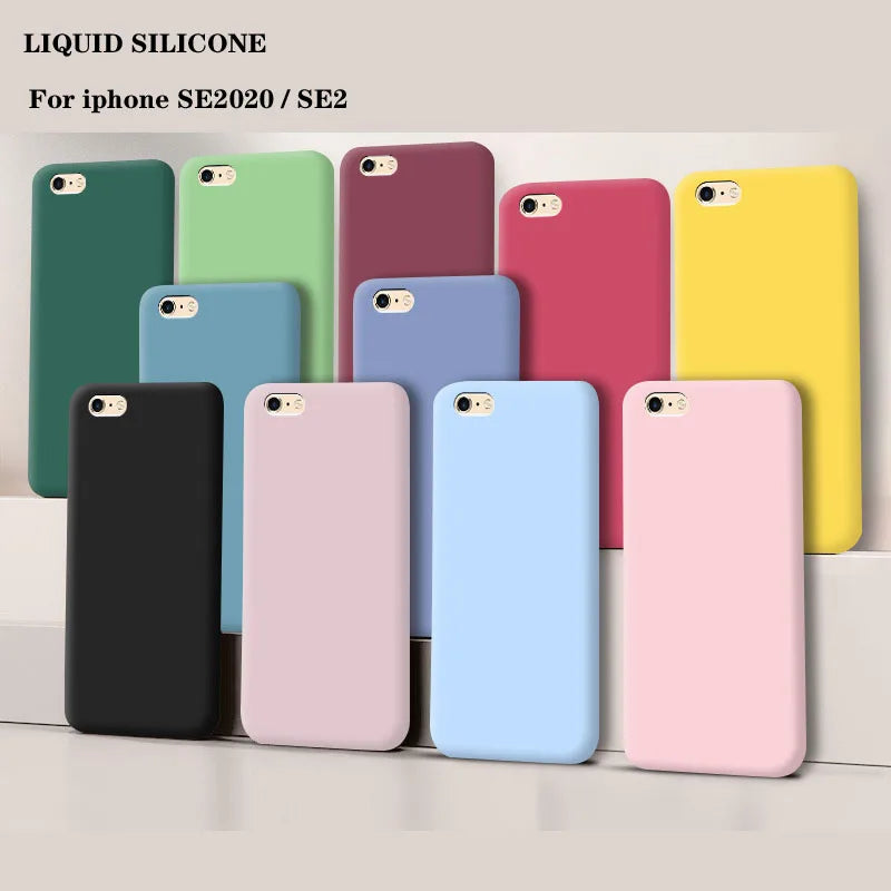 For iphone SE 2020 SE2 Fundas Original Case For iphoneSE 2020 Shockproof Liquid Silicone Protective Cover iphone SE 2020 Case