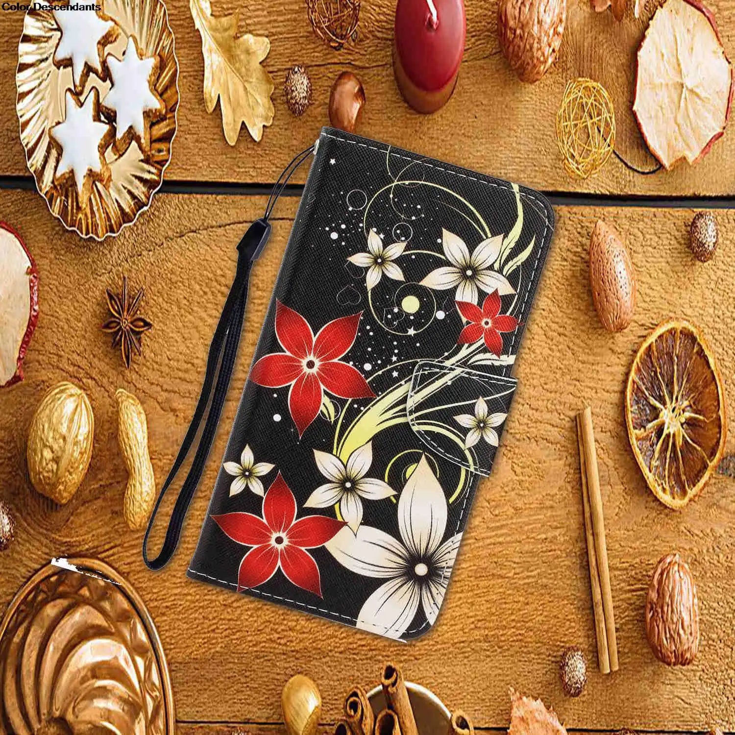 Painted Leather Case For iPhone 12 13 Pro Max mini SE 2020 15 Flip Wallet Card Slot Holder Phone Book Cover Flower Butterfly Cat