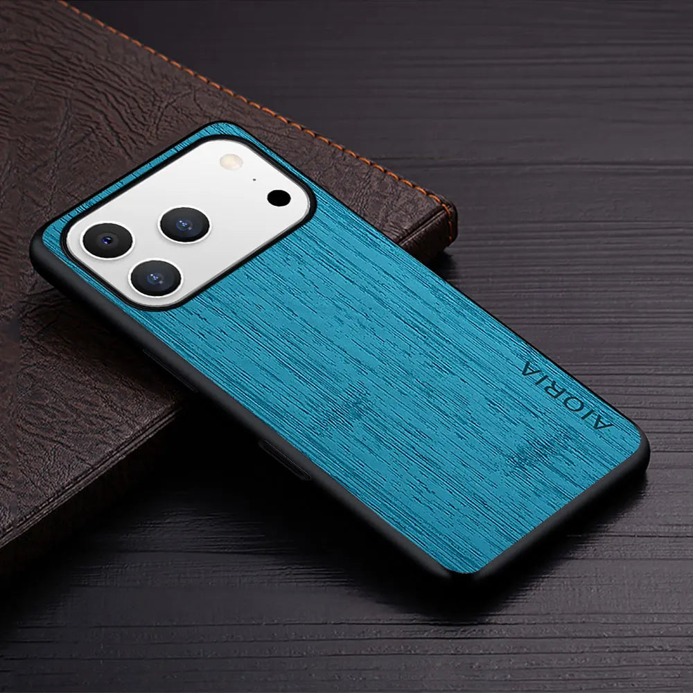 Case for iPhone 17 Pro Max Air case bamboo wood pattern Leather cover funda for iPhone 17 Pro Max coque case capa