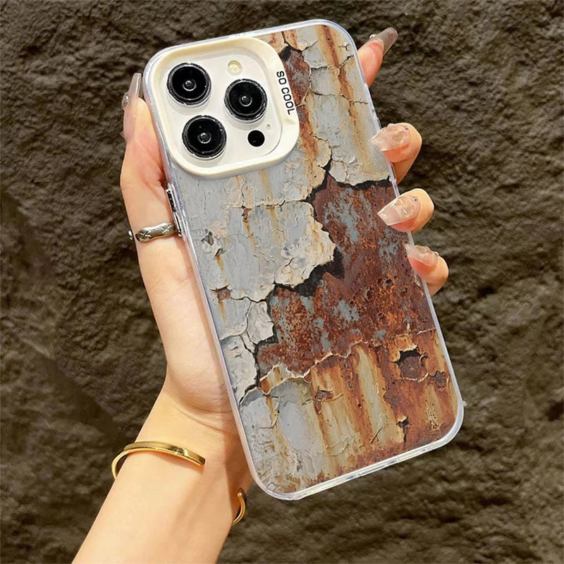 Retro Industrial Style Rusty Phone Case for IPhone 17 Air 16 15 14 13 12 11 Pro Max Anti Fall Matte Back Cover