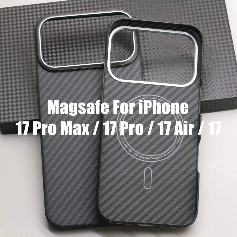 Amstar Magnetic Carbon Fiber Case for iPhone 17 Pro Max / 17 Pro Magsafe Case Aramid Fiber Magnetic Cover for iPhone 17 Air / 17