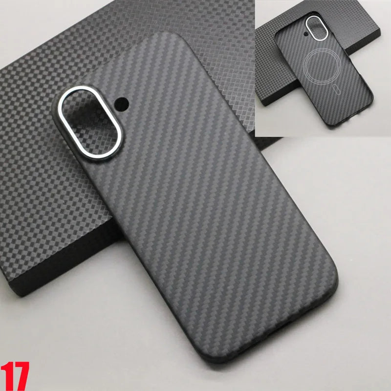 Amstar Magnetic Carbon Fiber Case for iPhone 17 Pro Max / 17 Pro Magsafe Case Aramid Fiber Magnetic Cover for iPhone 17 Air / 17