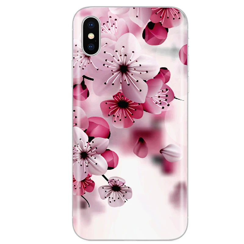 Cute Animal Flower Silicone Case for Iphone XR Case X Xs Max Simple Silicone Case for Iphone X Xs Max Xr Soft Cover Coque Shell