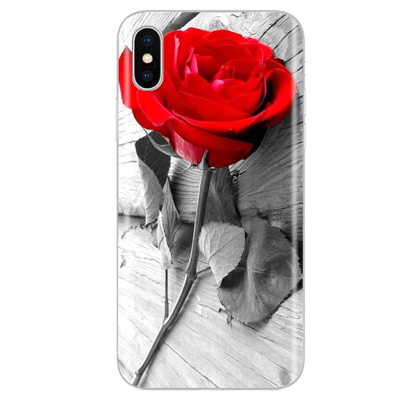 Cute Animal Flower Silicone Case for Iphone XR Case X Xs Max Simple Silicone Case for Iphone X Xs Max Xr Soft Cover Coque Shell