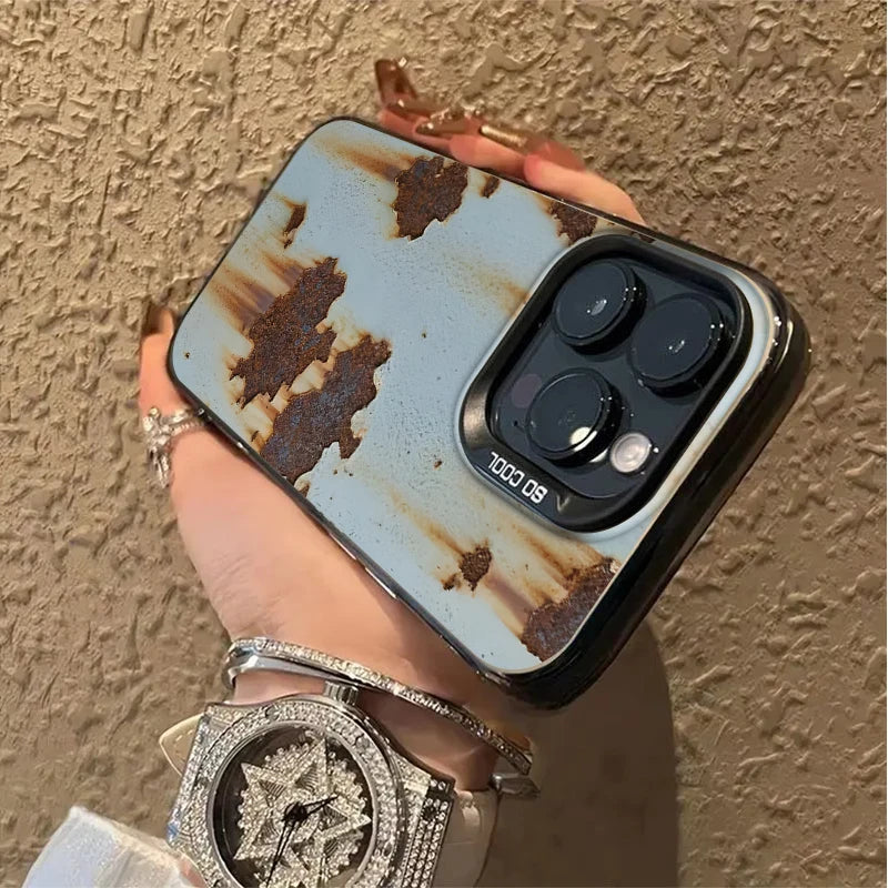 Retro Industrial Style Rusty Phone Case for IPhone 17 Air 16 15 14 13 12 11 Pro Max Anti Fall Matte Back Cover
