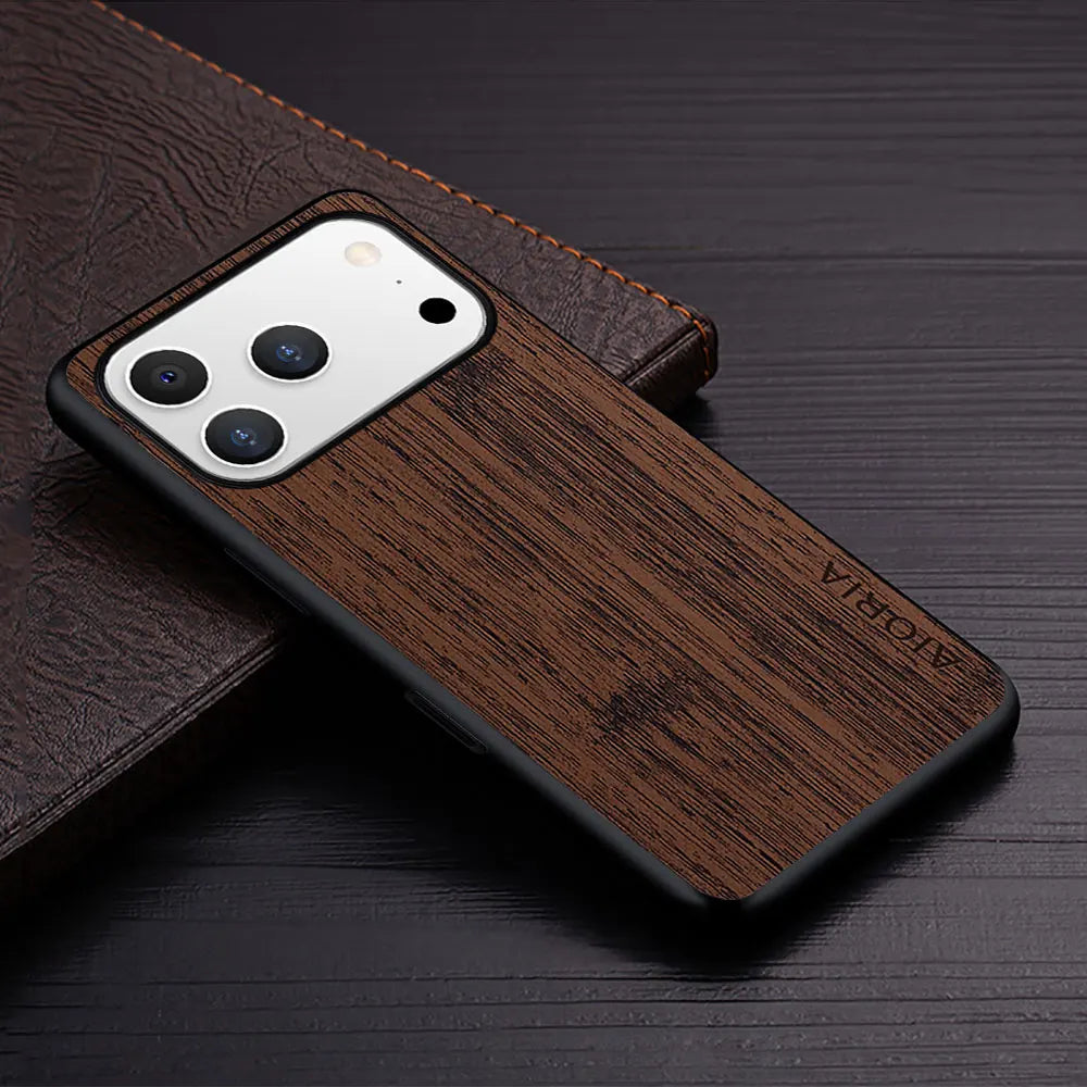 Case for iPhone 17 Pro Max Air case bamboo wood pattern Leather cover funda for iPhone 17 Pro Max coque case capa