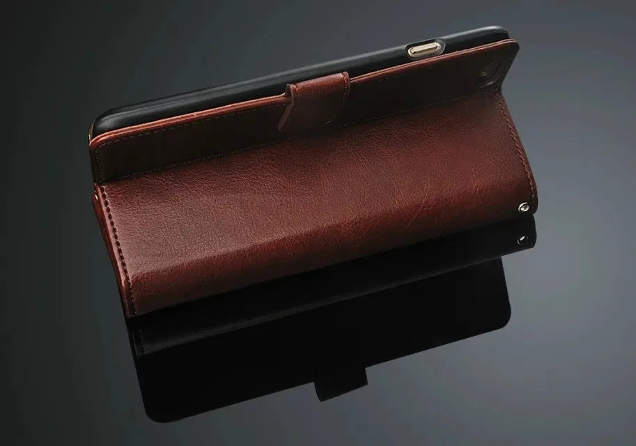 For iPhone 7 Cases 5s 6s plus 5 SE Case Flip Wallet Genuine Leather Cover For iPhone X 6 Cover  Stand Function 3 Card Holder