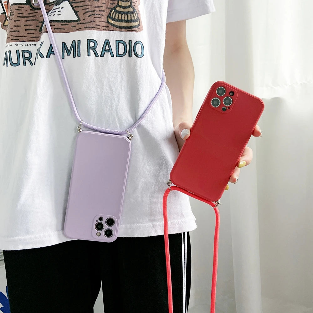 Crossbody Lanyard Strap Rope Phone Case For Samsung Galaxy A06 A05s A04e A03 A02 A01 A70 A50 A30 A20S A10 Necklace Cover