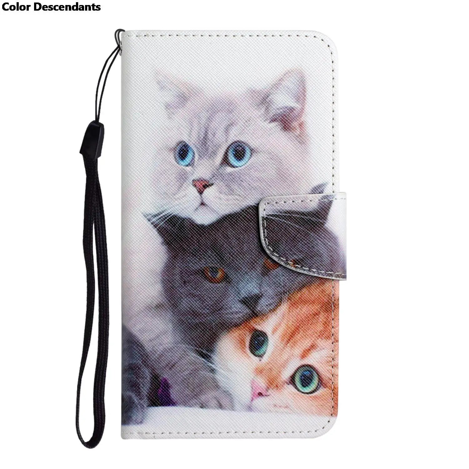 Painted Leather Case For iPhone 12 13 Pro Max mini SE 2020 15 Flip Wallet Card Slot Holder Phone Book Cover Flower Butterfly Cat