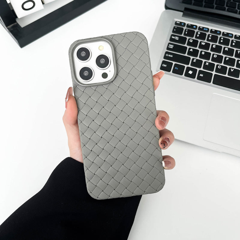 Braided Textured Phone Case for IPhone 17 16E 15 14 12 13 Pro Max Liquid Silicone Knitted Pattern Breathable Cooling Back Cover
