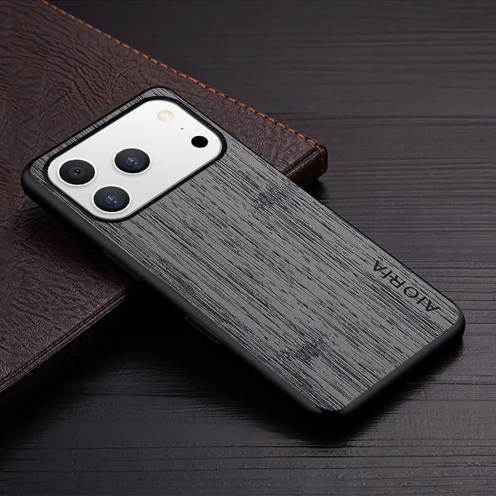 Case for iPhone 17 Pro Max Air case bamboo wood pattern Leather cover funda for iPhone 17 Pro Max coque case capa