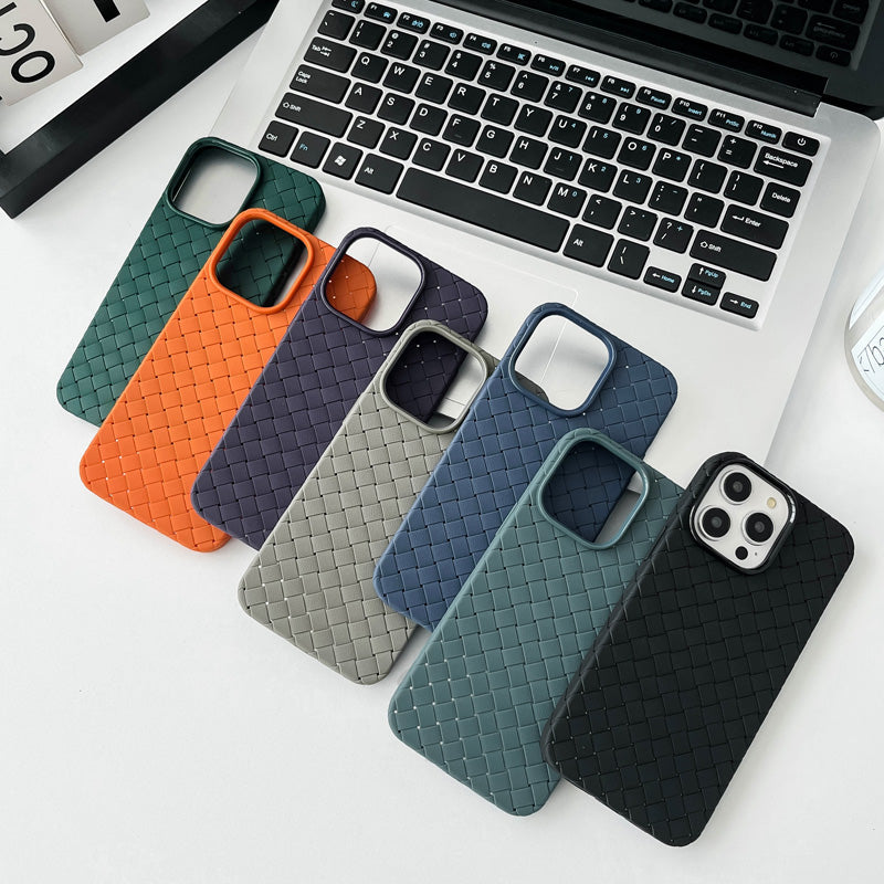 Braided Textured Phone Case for IPhone 17 16E 15 14 12 13 Pro Max Liquid Silicone Knitted Pattern Breathable Cooling Back Cover