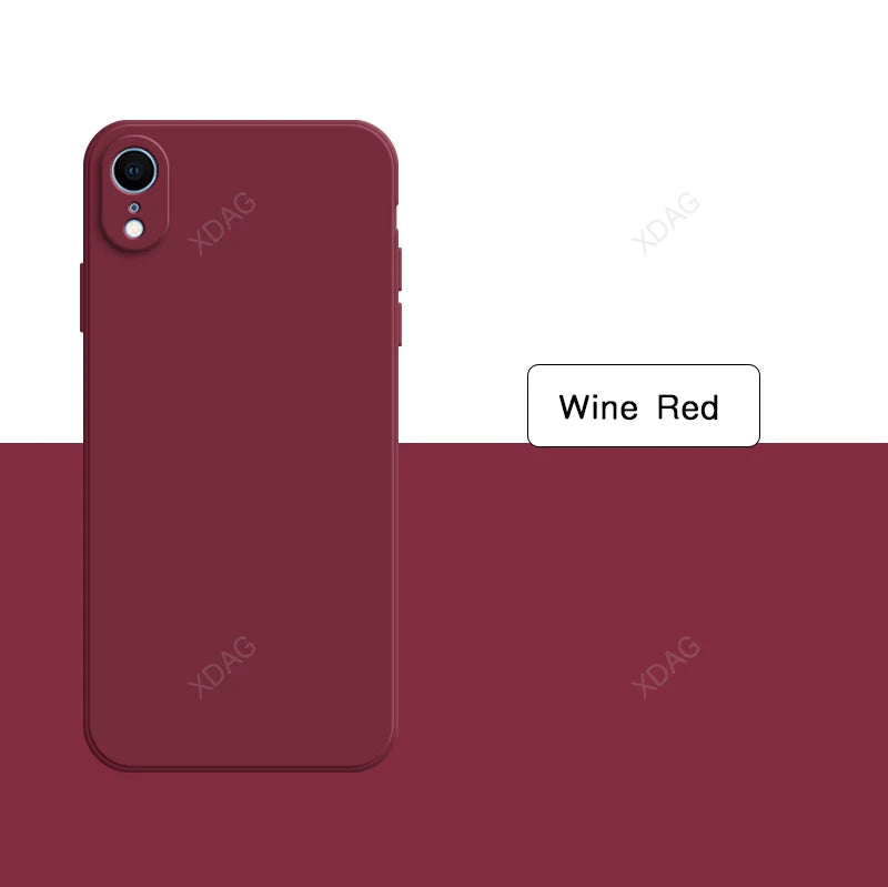 Original Square Phone Case for iPhone XR 5G Soft Back Cover Cute Liquid Silicone Shockproof Accessories Funda High Qualtiy Shell