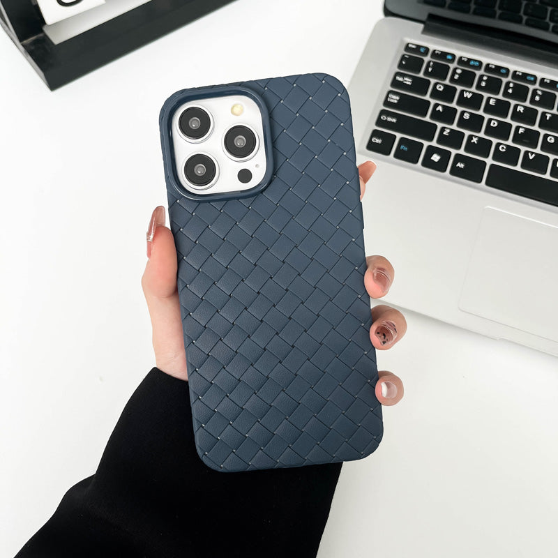 Braided Textured Phone Case for IPhone 17 16E 15 14 12 13 Pro Max Liquid Silicone Knitted Pattern Breathable Cooling Back Cover