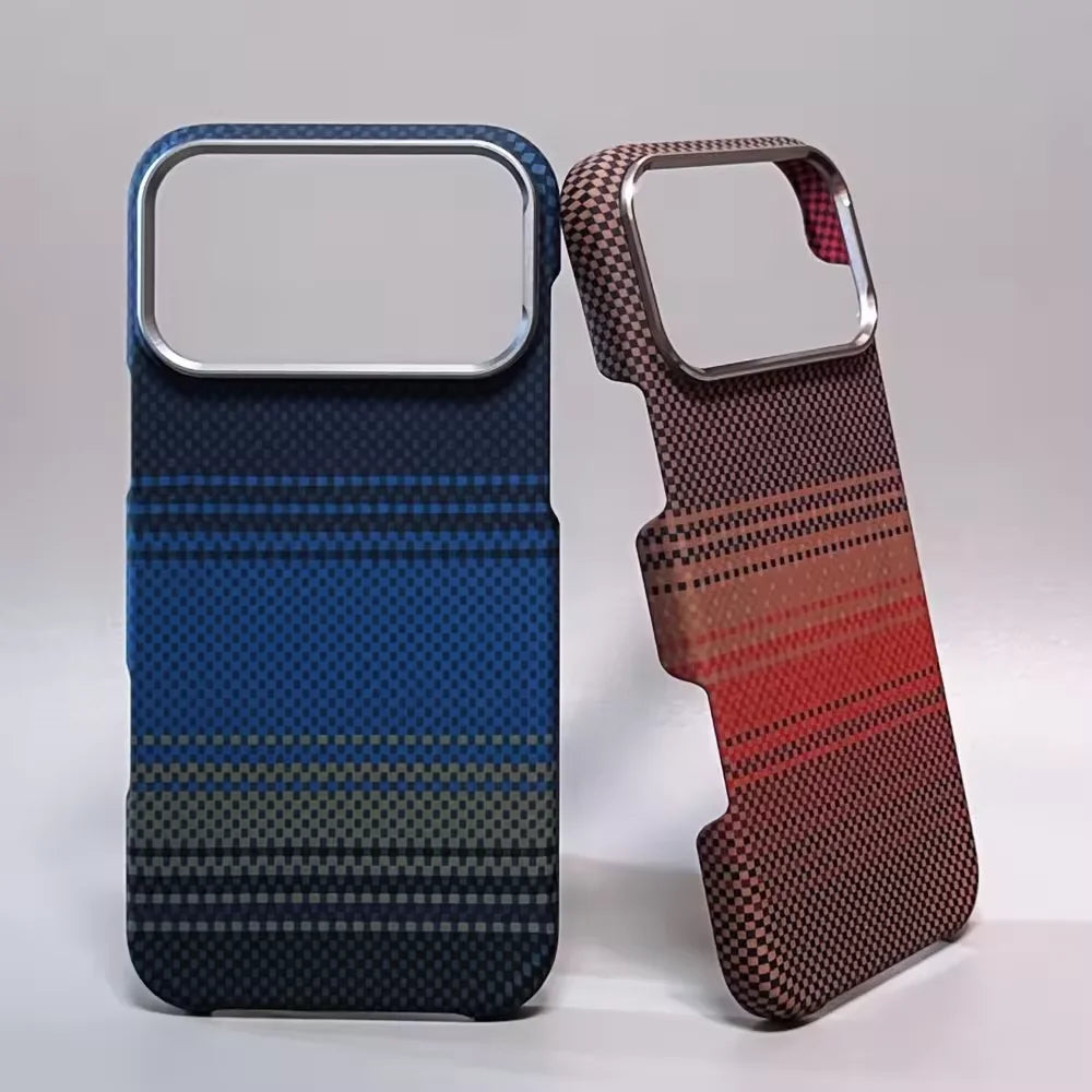 Luxury Carbon Fiber Texture Magnetic Phone Case for IPhone 17 14 15 16 Pro Max 17Po 17Air Alloy Lens Ultra Thin Hard PC Cover
