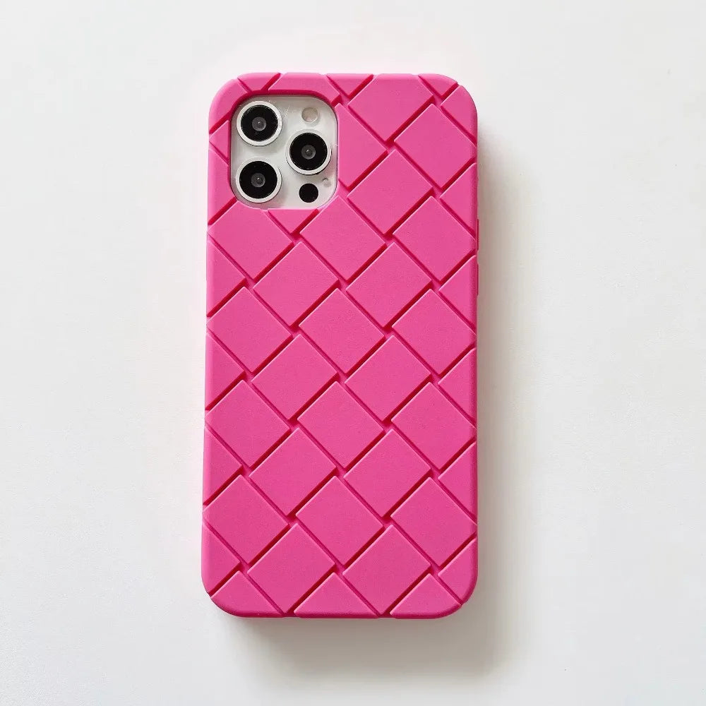Luxury Woven Pattern Tpu Phone Case for iPhone 15 14 13 12 11 Pro Max Soft Silicone Rubber Back Cover for iPhone 15 14 Female