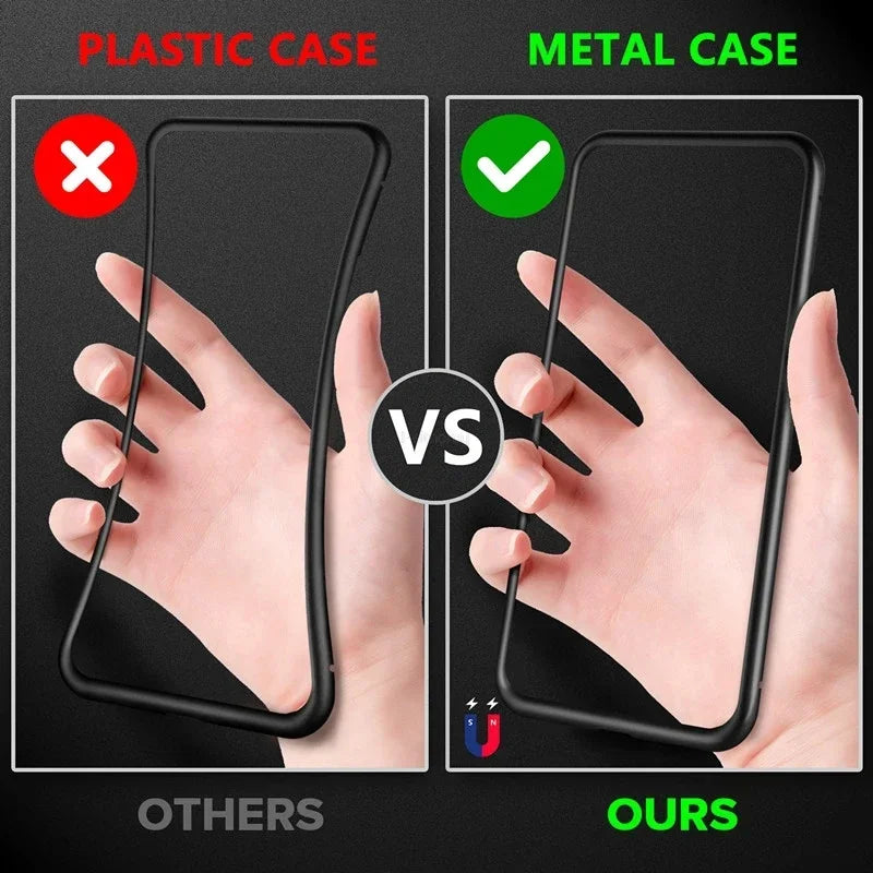 Magnetic tempered glass privacy metal case for iPhone 16 15 14 13 12 XR 11 pro Max 7 8 plus 360 magnet antispy protective cover