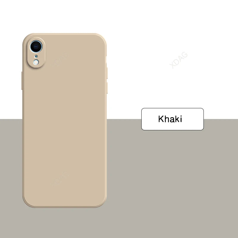 Original Square Phone Case for iPhone XR 5G Soft Back Cover Cute Liquid Silicone Shockproof Accessories Funda High Qualtiy Shell