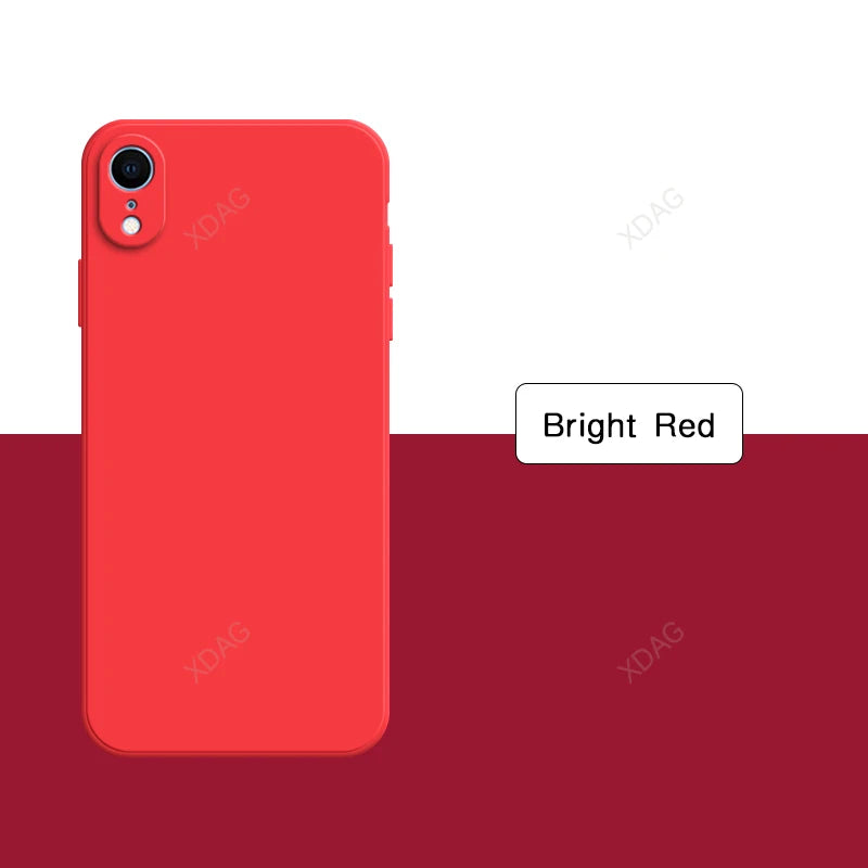 Original Square Phone Case for iPhone XR 5G Soft Back Cover Cute Liquid Silicone Shockproof Accessories Funda High Qualtiy Shell