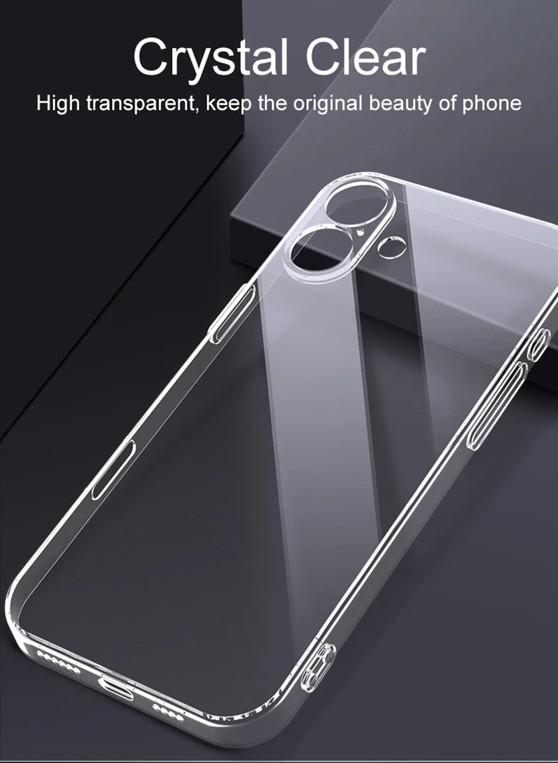 New Ultra Thin Soft Silicone Case For iPhone 16 Pro Max Plus Crystal Clear Transparent Full Cover Shell 16pro Promax 16plus