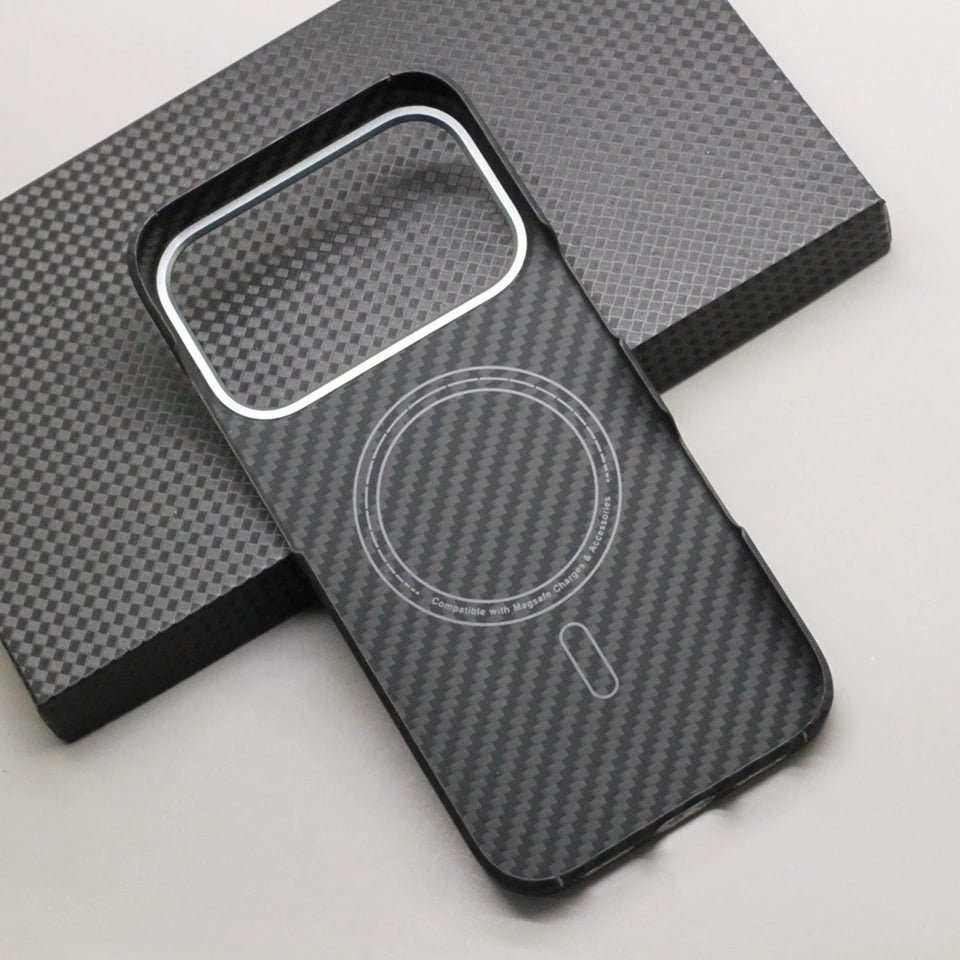 Amstar Magnetic Carbon Fiber Case for iPhone 17 Pro Max / 17 Pro Magsafe Case Aramid Fiber Magnetic Cover for iPhone 17 Air / 17