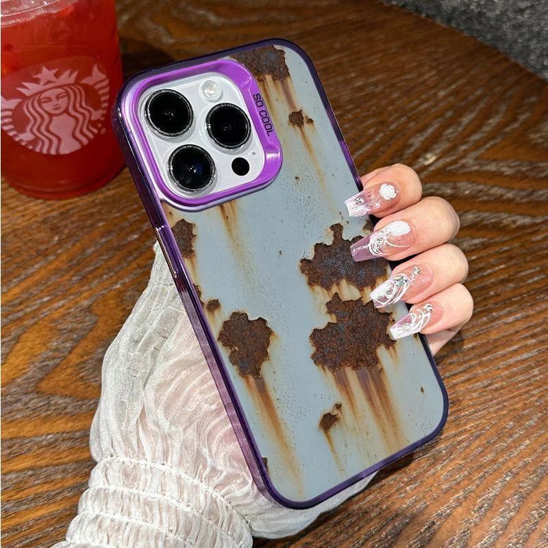 Retro Industrial Style Rusty Phone Case for IPhone 17 Air 16 15 14 13 12 11 Pro Max Anti Fall Matte Back Cover