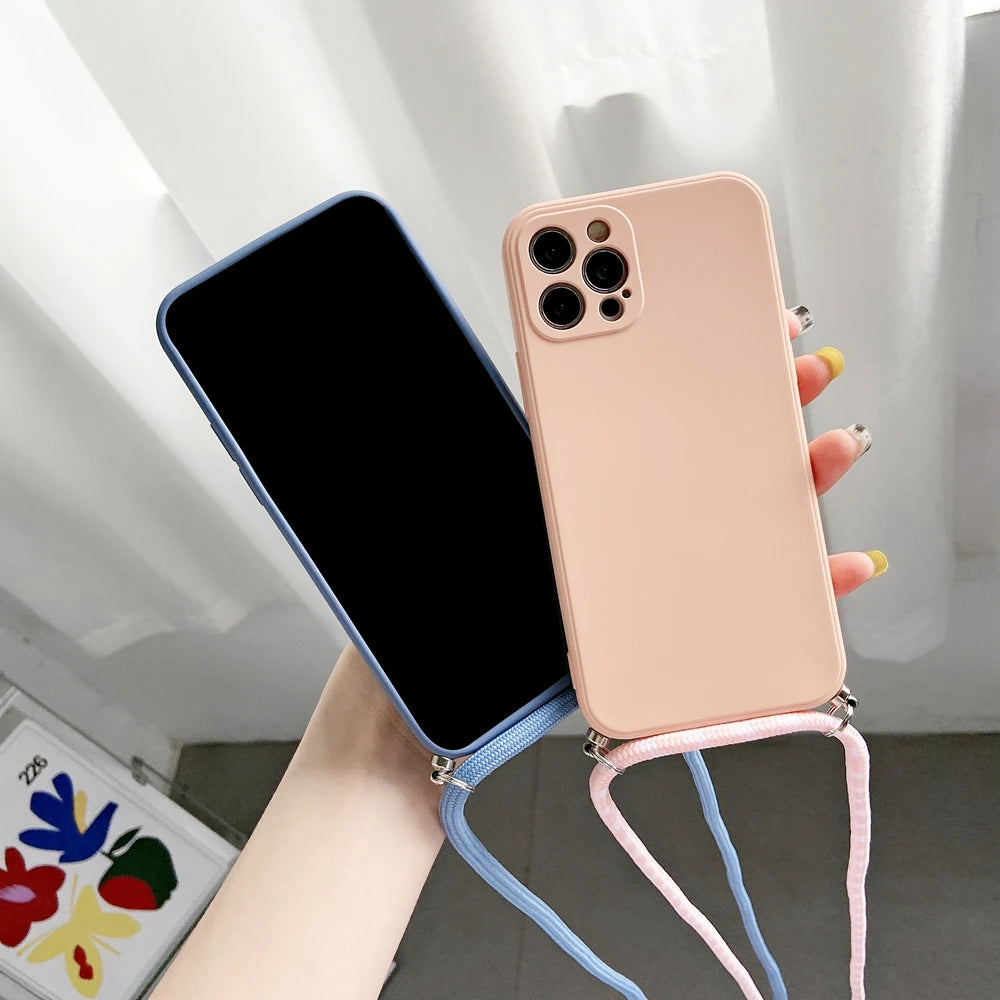 Crossbody Lanyard Strap Rope Phone Case For Samsung Galaxy A06 A05s A04e A03 A02 A01 A70 A50 A30 A20S A10 Necklace Cover